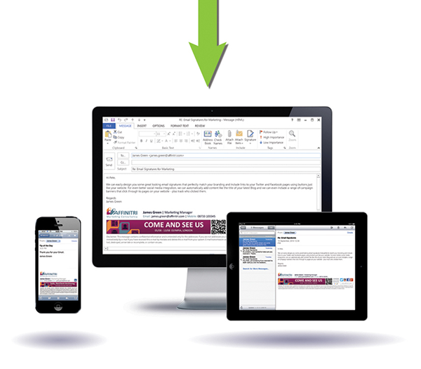 Assinaturas de e-mail em PCs, Macs, smartphones e tablets